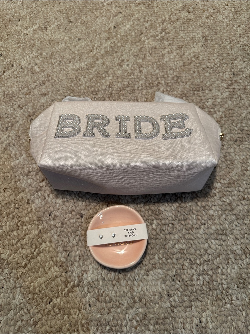 Bride Embellished White Clutch Bag & Earrings plus dish